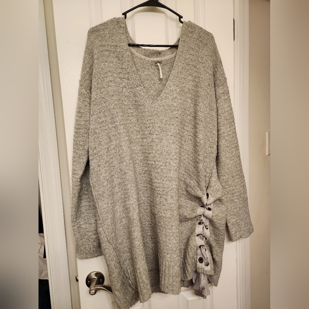 Free People Side Lace Up Gray Tunic